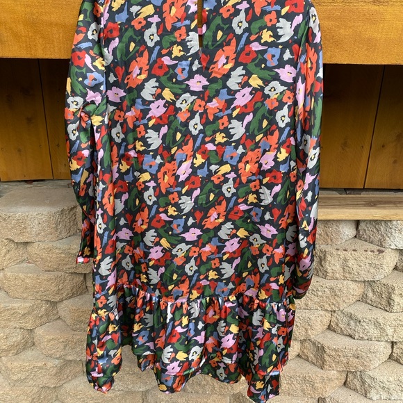 NWT-compania fantastica-Sz L-bright flower drop waist dress with double ruffle - Picture 5 of 5